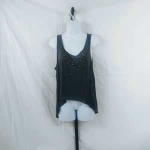 Charlotte Russe Gray Sheer Back Studded Tank Top